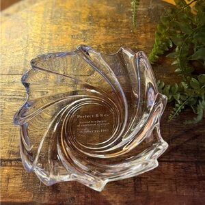 Vintage Claire Burke Clear Glass Swirl Decorative  Candy Bowl 5in Round